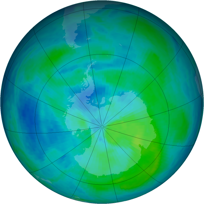 Antarctic ozone map for 07 March 1993